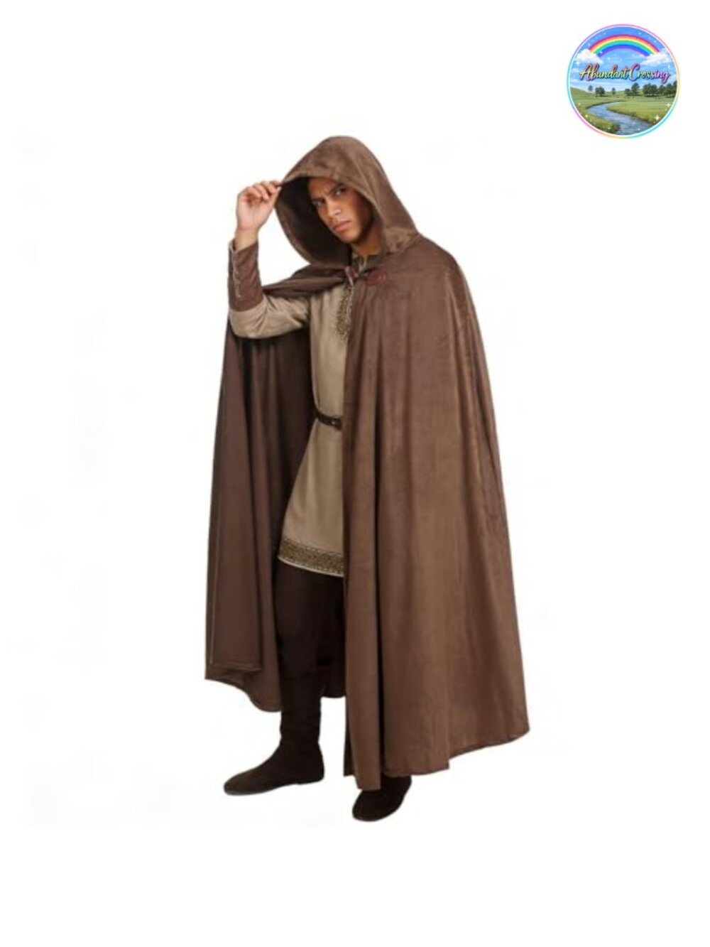 Velvet Renaissance Hooded Cape Adult Medieval Costume Robe Pull-On